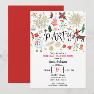 Festliche Whimsical Süße Weihnachtsfeier Einladung