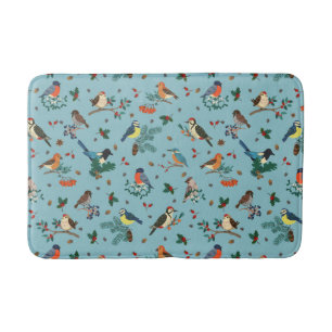 Festliche Winter Birds Weihnachtsmuster Badematte