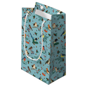 Festliche Winter Birds Weihnachtsmuster Kleine Geschenktüte