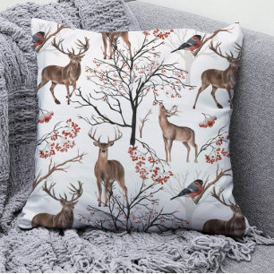 Festliche Winter Deer Woodland Muster Weihnachten Kissen