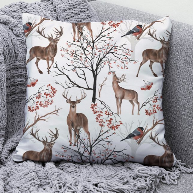 Festliche Winter Deer Woodland Muster Weihnachten Kissen (Von Creator hochgeladen)