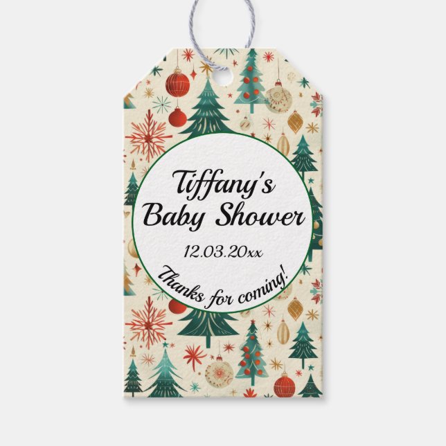 Festliche Winter Pattern Kinderdusche Geschenkanhänger (Vorderseite)