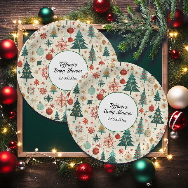 Festliche Winter Pattern Kinderdusche Pappteller (Von Creator hochgeladen)