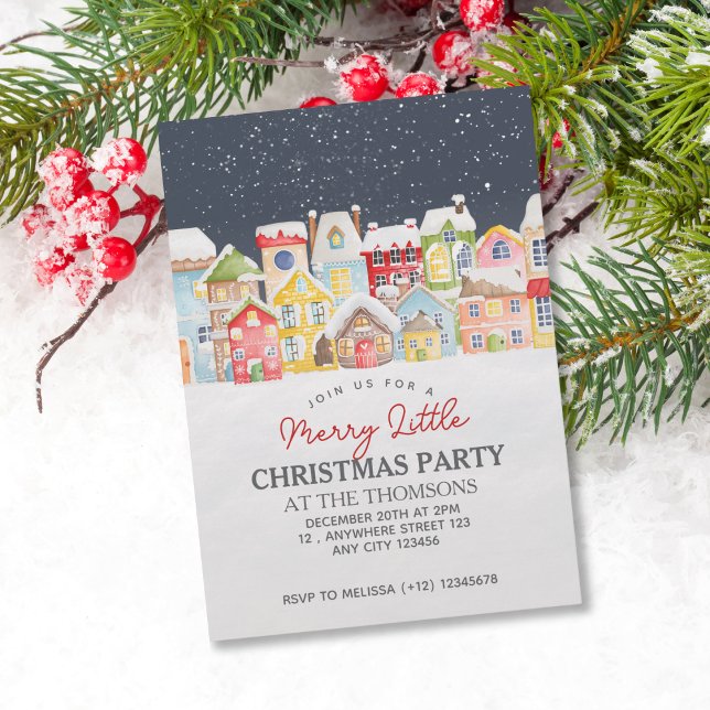 Festliche Winter Snow House Twilight Sky Weihnacht Einladung (Von Creator hochgeladen)