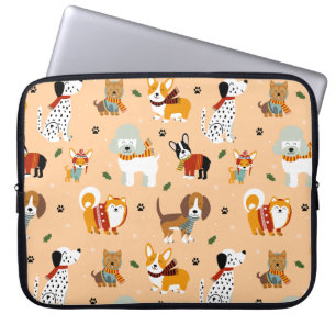 Festliche Winter-Welpen-Schals Laptopschutzhülle