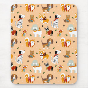 Festliche Winter-Welpen-Schals Mousepad
