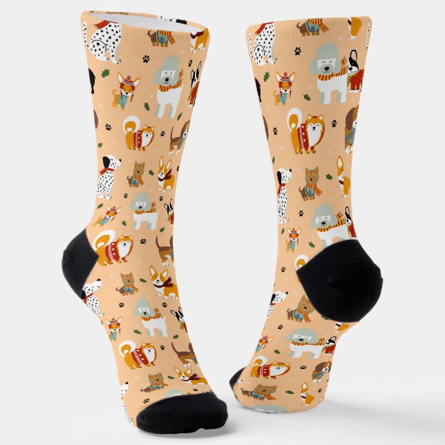 Festliche Winter-Welpen-Schals Socken (Gewinkelt)