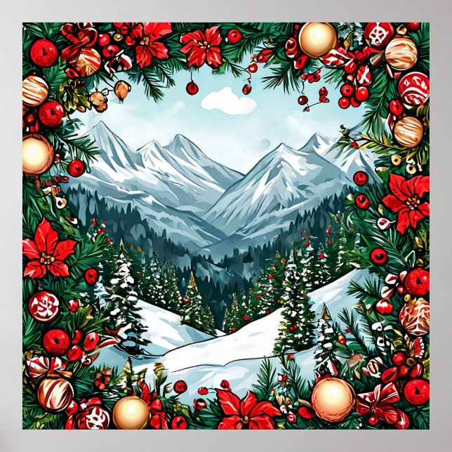 Festliche Winter Wonderland Szene Poster (Vorne)