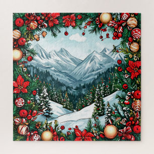 Festliche Winter Wonderland Szene Puzzle