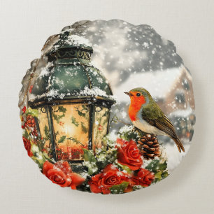 Festliche Winter Wonderland Szene Rundes Kissen