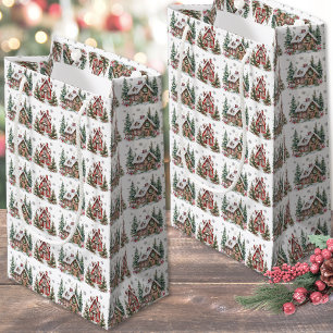 Festliche Winterhütte Wasserfarben Weihnachten Kleine Geschenktüte