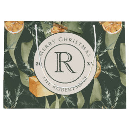 Festliche Wintermärchen: Wasserfarbe Mit Monogramm Große Geschenktüte