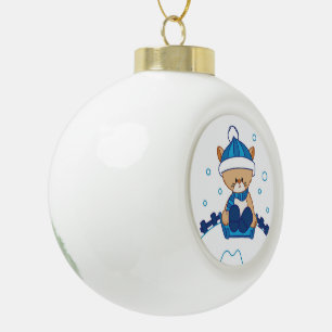 Festliche Winterschneeballdekoration Keramik Kugel-Ornament