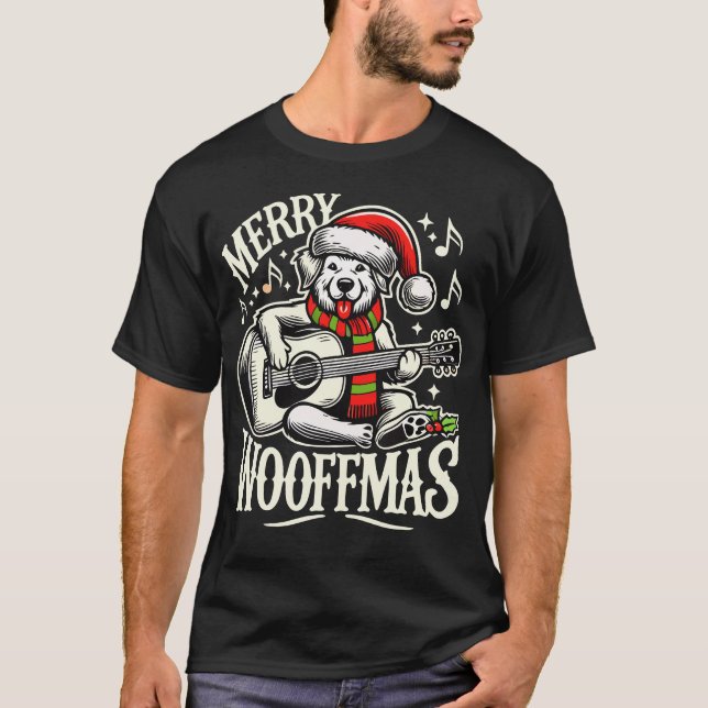 Festliche Woofmas Hunde Frohe Weihnachtsfeiertag T T-Shirt (Vorderseite)