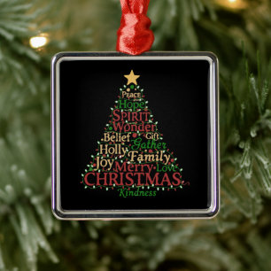 Festliche Wortkunst Weihnachtsbaum Frieden Hoffn Ornament Aus Metall