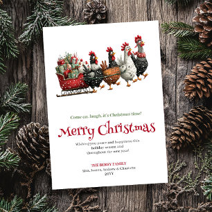 Festliche wunderliche Hühner Weihnachtsgrußkarte Feiertagskarte