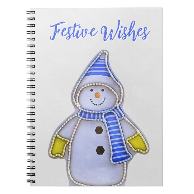 Festliche Wünsche. Schneemann-Design Notizblock (Vorderseite)