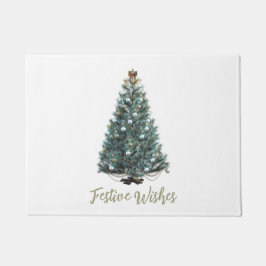 Festliche Wünsche. Weihnachtsbaum-Design Fußmatte