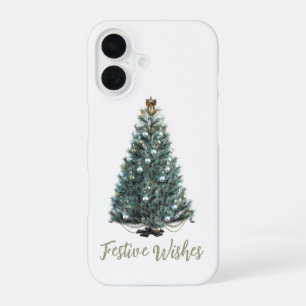Festliche Wünsche. Weihnachtsbaum-Design iPhone 16 Hülle