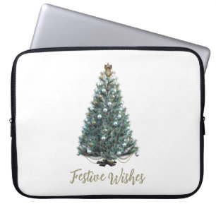 Festliche Wünsche. Weihnachtsbaum-Design Laptopschutzhülle