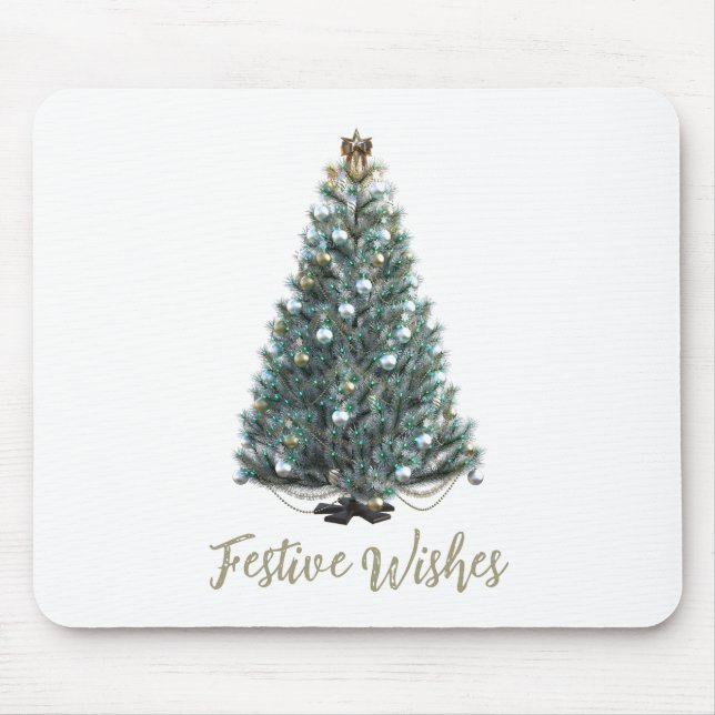 Festliche Wünsche. Weihnachtsbaum-Design Mousepad (Vorne)