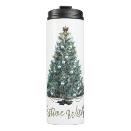 Festliche Wünsche. Weihnachtsbaum-Design Thermosbecher