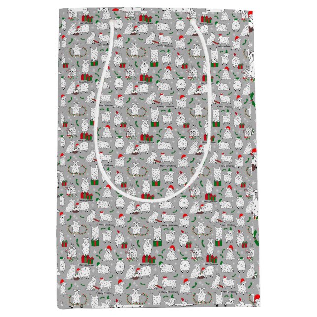 Festliche Ziegen zu Weihnachten Mittlere Geschenktüte (Vorderseite)