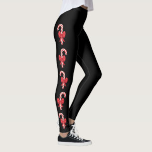 Festliche Zuckerstangen auf Schwarz Leggings