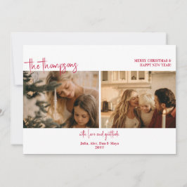 Festliche zwei Foto Collage Einfaches Budget Weihn Feiertagskarte