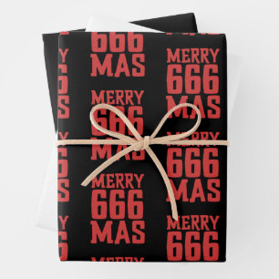 Festlicher 666 Frohe Weihnachten Rock & Metal Sant Geschenkpapier Set