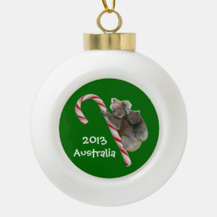 Festlicher australischer Koala betrifft Keramik Kugel-Ornament
