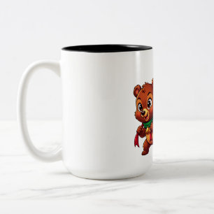Festlicher Bär und Geschenksack-Ornament Zweifarbige Tasse