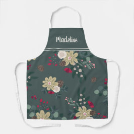 Festlicher Bauernhof Florals Personalisierte Weihn Schürze