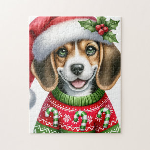 Festlicher Beagle Santa Dog Weihnachtswelpen Puzzle
