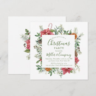 Festlicher Blumenrahmen Firmenevent zur Weihnachts Einladung