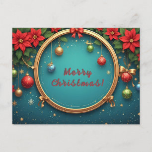 Festlicher Blumiger Weihnachtskranz 🎄✨ Weihnachts Feiertagspostkarte