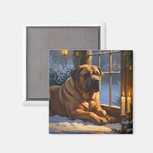 Festlicher Bullmastiff mit Weihnachtsbeleuchtung U Magnet