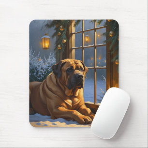 Festlicher Bullmastiff mit Weihnachtsbeleuchtung U Mousepad