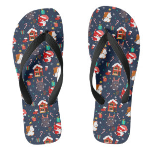Festlicher Cartoon Santa Cat Feier Flip Flops