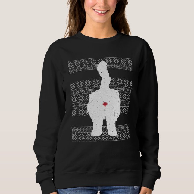 Festlicher Cat Hintern Ugly Weihnachtsfeiertag Sweatshirt (Vorderseite)