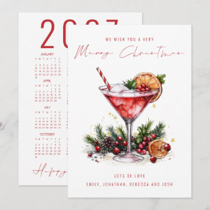 Festlicher Cocktail 2027 Kalender Frohe Weihnachte Feiertagskarte