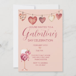 Festlicher Cocktail Galentine-Tag Rosa Einladung