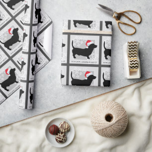 Festlicher Dackel-Hundefamilienname Geschenkpapier