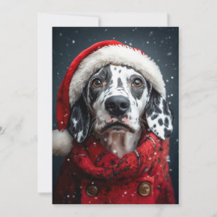 Festlicher Dalmatiner im Weihnachtsmann-Outfit Einladung
