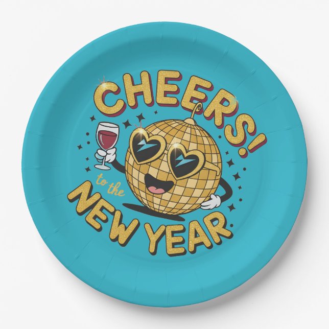 Festlicher Disco-Toast in Feierlaune Pappteller (Vorderseite)