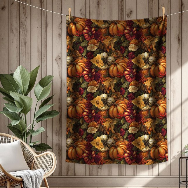 Festlicher Fall Blüten & Pumpkin Saisonakzent Fleecedecke (Festive Fall Blooms & Pumpkin Seasonal Accent Fleece Blanket)