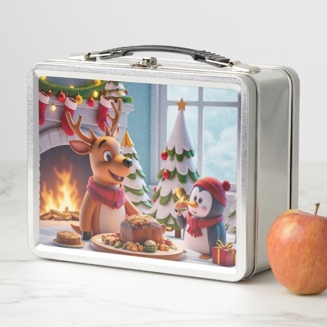 Festlicher Feiertag Lunchbox mit Rentier und Pingu (Beispiel)