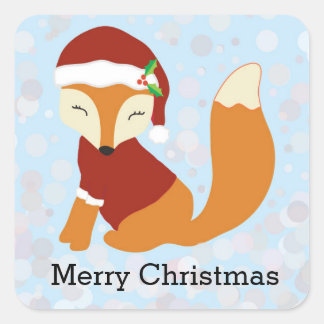 Festlicher Fox Weihnachtsfeiertag Quadratischer Aufkleber