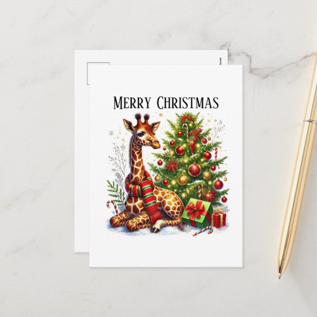 Festlicher Frohe Weihnachten Giraffe Dschungel  (Vorderseite/Rückseite Beispiel)