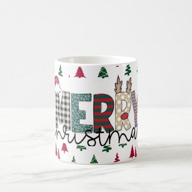 Festlicher "FROHE WEIHNACHTEN"-Muster-Becher  Kaffeetasse (Mittel)